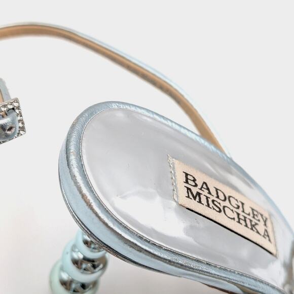 Badgley Mischka Ivette Pearl Heel Evening Sandals Women's Soft Mint Size US5 - Picture 10 of 10